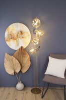 Lampadaire haut verre aluminium doré 166 cm E14...