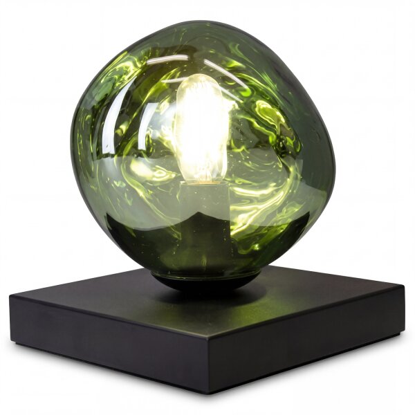 Tischlampe Glas Grün Schwarz E14 17,5 cm verspiegelt