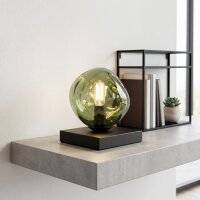 Tischlampe Glas Gr&uuml;n Schwarz E14 17,5 cm verspiegelt
