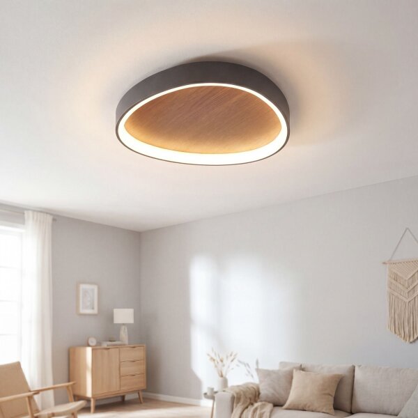 LED Deckenlampe Holz Alu dimmbar 60 W 3000/4000/6500K