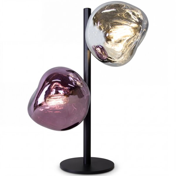 Tischlampe Glas Weiß Lila verspiegelt E14 2-flmg 40 cm