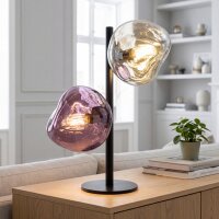 Lampe de table décorative aluminium verre blanc...