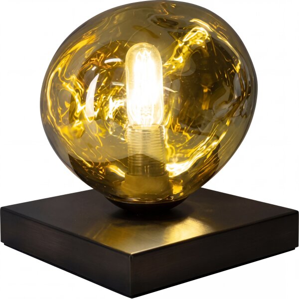 Tischleuchte Gelb Glas verspiegelt E14 17,5 cm Metall