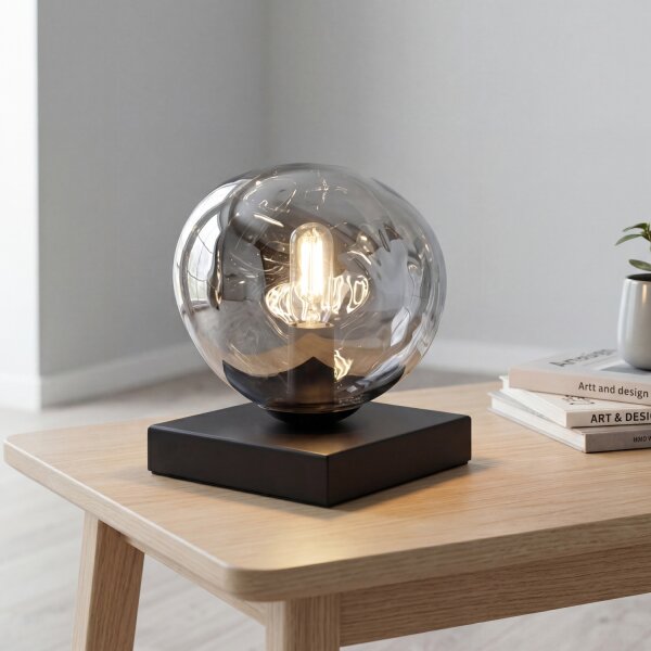 Tischlampe Glas Silber Schwarz E14 17,5 cm verspiegelt