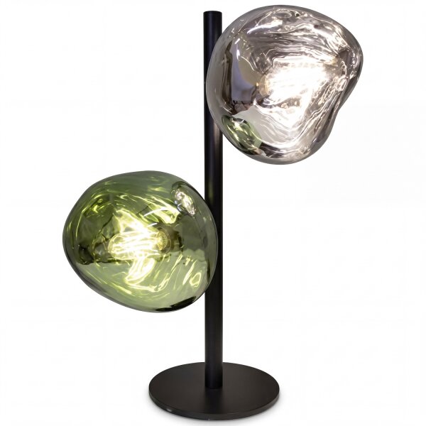 Tischlampe Glas Weiß Grün verspiegelt E14 40cm Metall