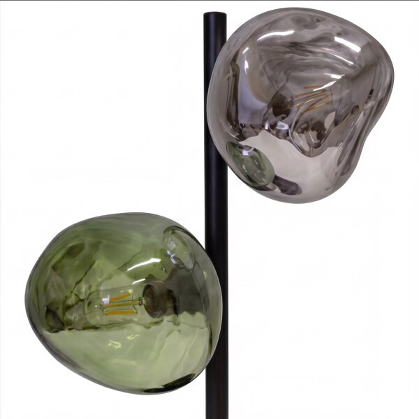 Tischlampe Glas Weiß Grün verspiegelt E14 40cm Metall