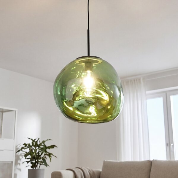 Pendelleuchte Glas Grün Metall E27 Ø36 cm verspiegelt