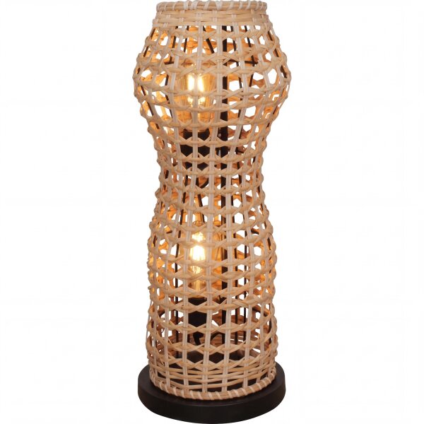 Boho Stehlampe Rattan Korb Metall E27 2-flammig 60 cm