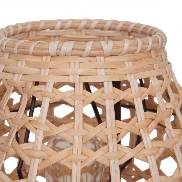 Boho Stehlampe Rattan Korb Metall E27 2-flammig 60 cm