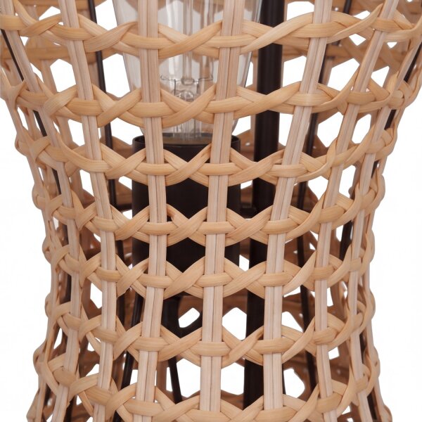 Boho Stehlampe Rattan Korb Metall E27 2-flammig 60 cm