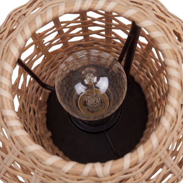 Boho Stehlampe Rattan Korb Metall E27 2-flammig 60 cm