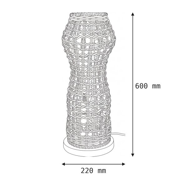 Boho Stehlampe Rattan Korb Metall E27 2-flammig 60 cm