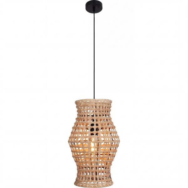 Pendelleuchte Korb Rattan Metall E27 rund Ø30 cm Boho