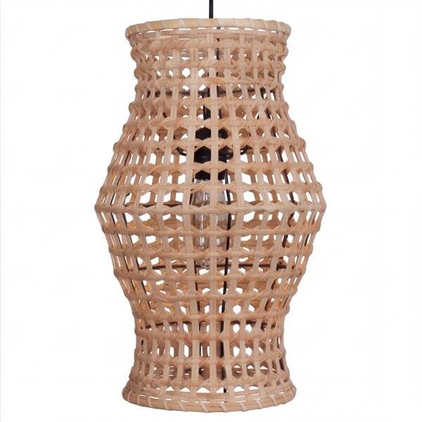 Pendelleuchte Korb Rattan Metall E27 rund Ø30 cm Boho