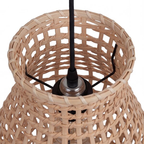 Pendelleuchte Korb Rattan Metall E27 rund Ø30 cm Boho