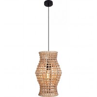 Pendelleuchte Korb Rattan Metall E27 rund Ø30 cm Boho
