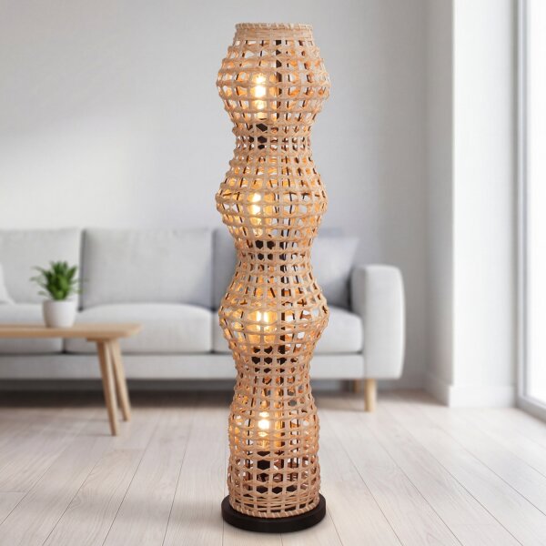 Lampadaire en rotin naturel 111 cm 4-flmg E27 Scandinave