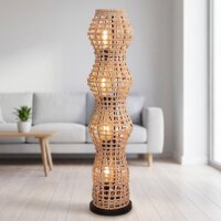 Boho Stehlampe Rattan Korb Metall E27 4-flammig 111 cm
