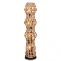 Boho Stehlampe Rattan Korb Metall E27 4-flammig 111 cm