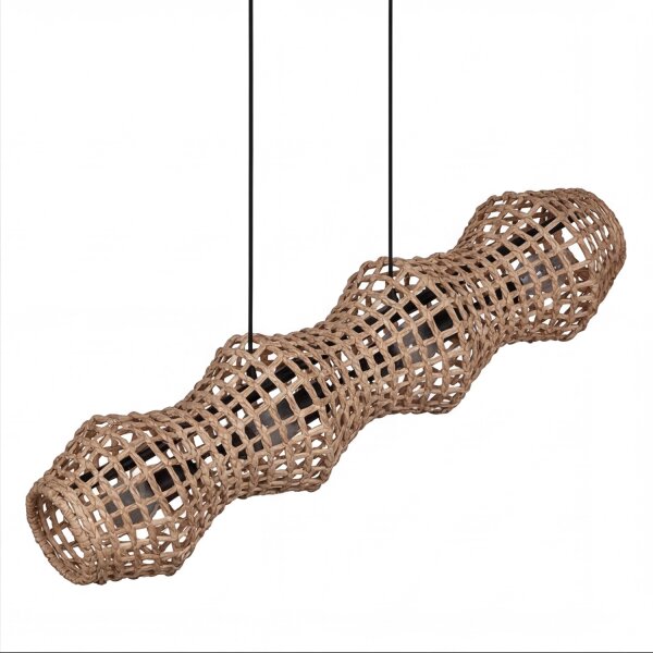 Suspension rotin naturel scandinave E27 4-flamme