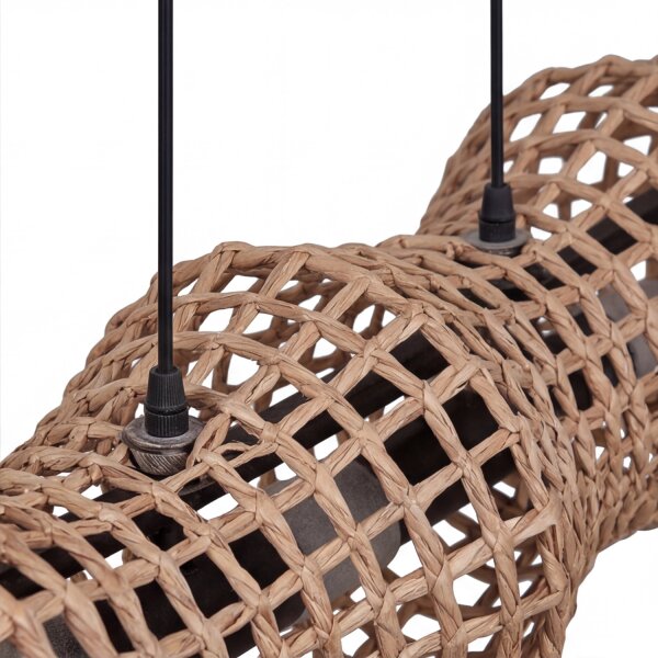 Suspension rotin naturel scandinave E27 4-flamme