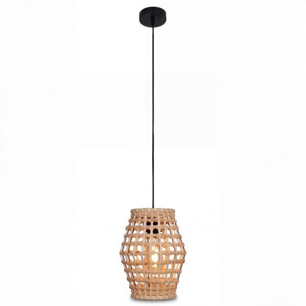 Hängelampe Korb Rattan Metall E27 rund Ø22 cm Boho