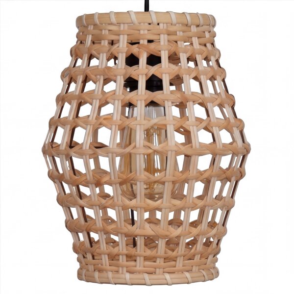 Hängelampe Korb Rattan Metall E27 rund Ø22 cm Boho
