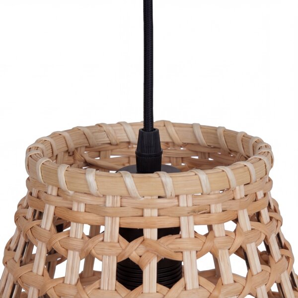 Hängelampe Korb Rattan Metall E27 rund Ø22 cm Boho