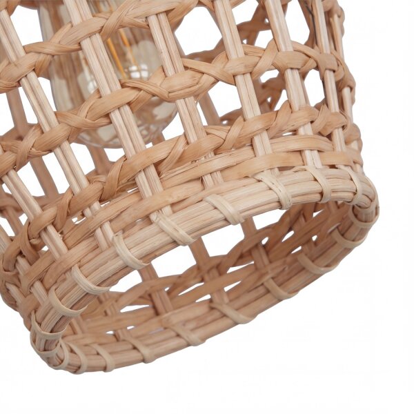 Hängelampe Korb Rattan Metall E27 rund Ø22 cm Boho