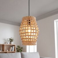 H&auml;ngelampe Korb Rattan Metall E27 rund &Oslash;22 cm Boho