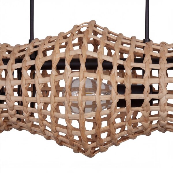 Hängelampe Boho Rattan Metall E27 3-flammig 80cm lang