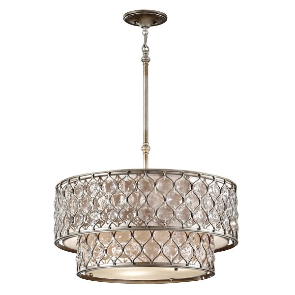 Lampe à suspendre cristal 6 flammes ronde jusquà 2m table à manger