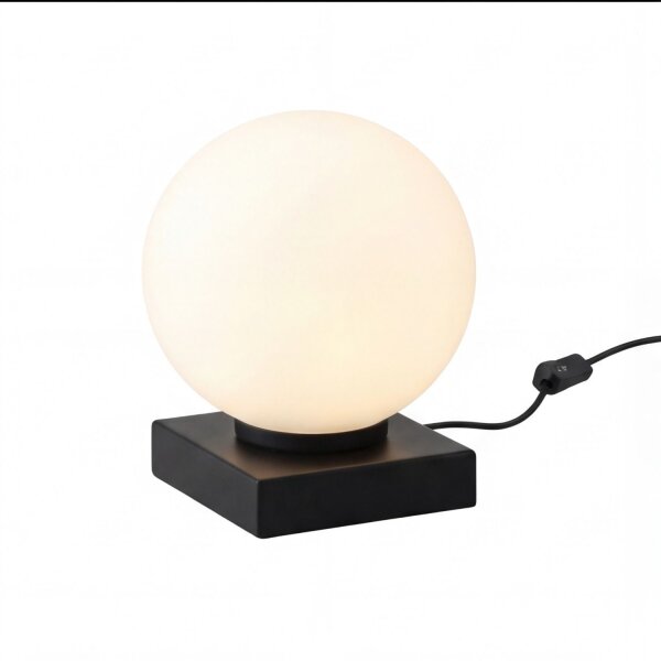 Tischlampe Schwarz Weiß Metall Glas Kugel E14 17,5 cm