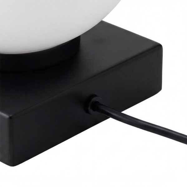 Tischlampe Schwarz Weiß Metall Glas Kugel E14 17,5 cm