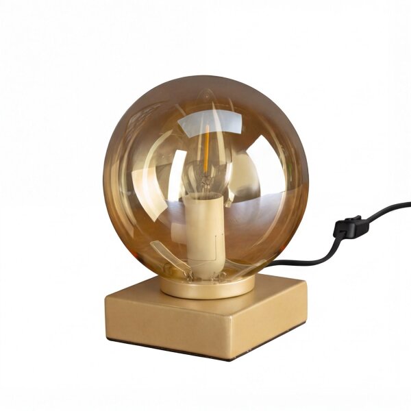 Lampe de table en or ambre 17,5 cm E14 boule élégante