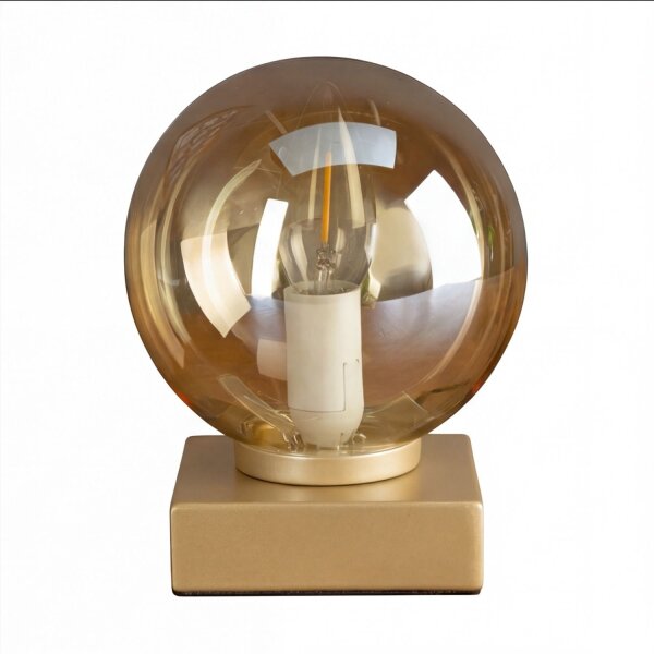 Lampe de table en or ambre 17,5 cm E14 boule élégante
