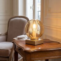 Tischlampe Gold Bernstein Metall Glas Kugel E14 17,5 cm