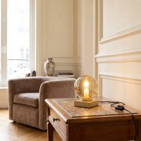 Tischlampe Gold Bernstein Metall Glas Kugel E14 17,5 cm