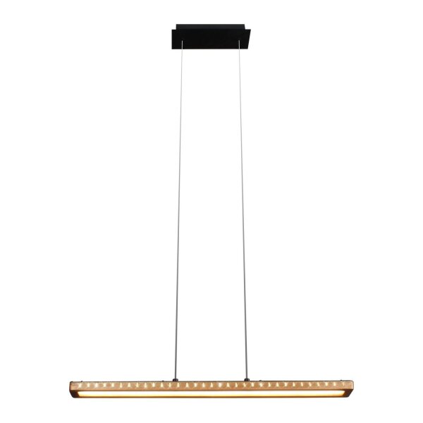 Longue lampe à suspendre LED Aluminium Bois L:70 cm blanc chaud