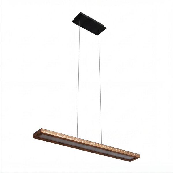 Longue lampe à suspendre LED Aluminium Bois L:70 cm blanc chaud