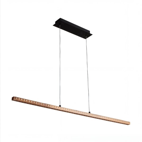 Longue lampe à suspendre LED Aluminium Bois L:120 cm blanc chaud