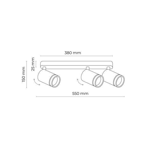 Deckenstrahler Weiß 55 cm lang Metall GU10 3-flammig