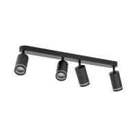 Spot de plafond métal noir 74 cm de long 4-flamme...