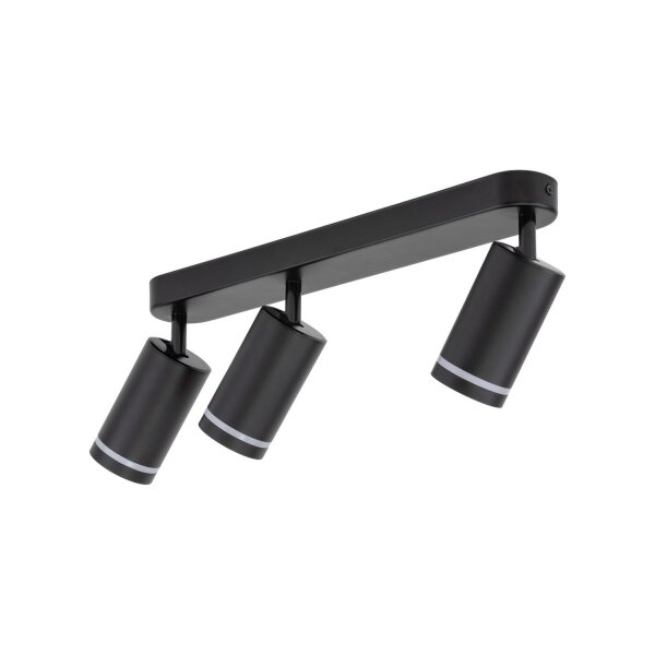 Projecteur de plafond 3 flammes noir 55 cm long métal GU10