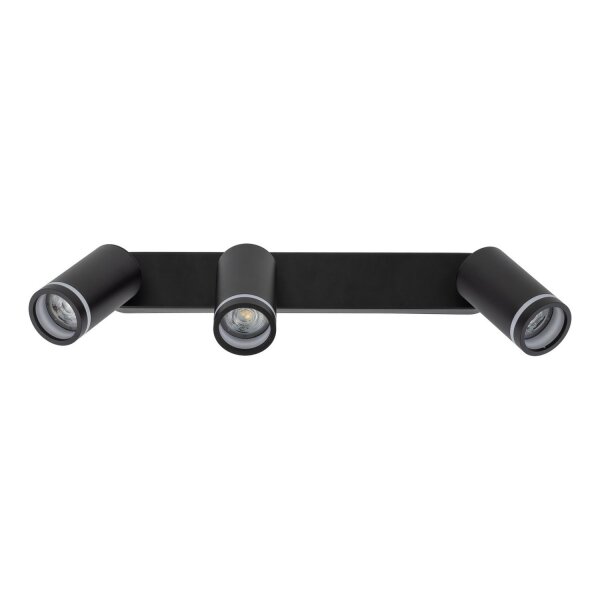 Projecteur de plafond 3 flammes noir 55 cm long métal GU10