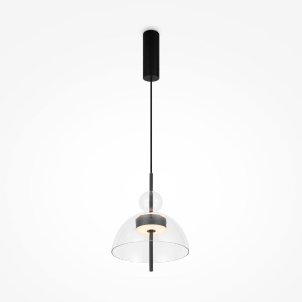 LED Pendelleuchte Metall Glas H: max. 348 cm Schwarz