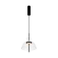 LED Pendelleuchte Metall Glas H: max. 348 cm Schwarz