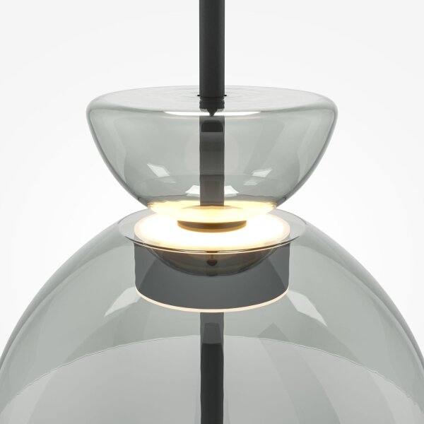 LED Pendelleuchte Metall Rauchglas H: max. 348 cm BRUNO