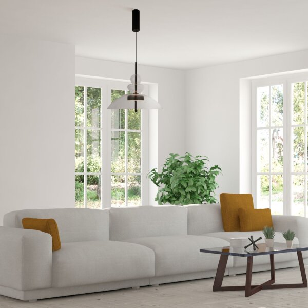 LED Hängelampe Metall Glas H: max. 358 cm Schwarz BRUNO