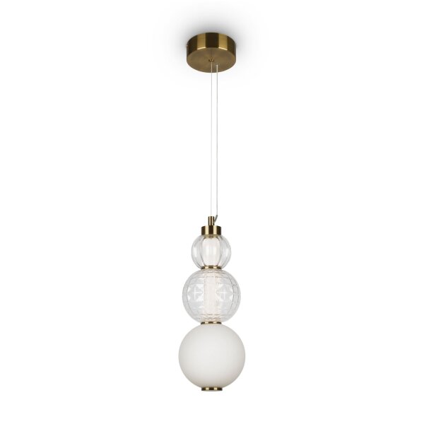 LED Hängeleuchte Metall Glas 14,7 cm breit in Gold Weiß
